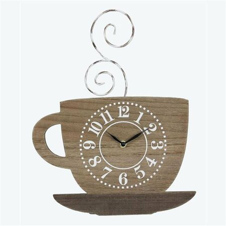 YOUNGS Wood & Twist Metal Coffee Cup Wall Clock 21475